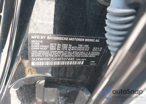 2017 BMW X3 xDrive28I из США, поврежденный, VIN 5UXWX9C5XH0T07445